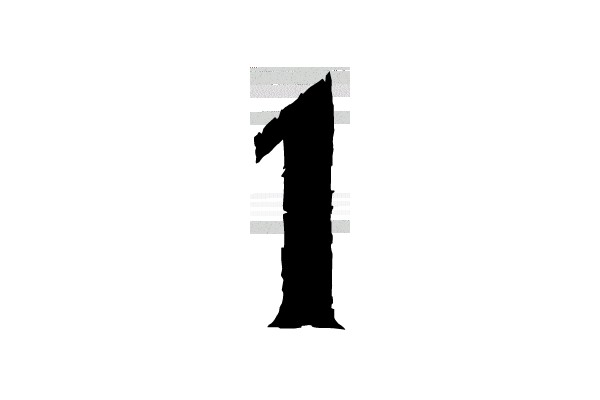 Simple Black Number 1 on White Background