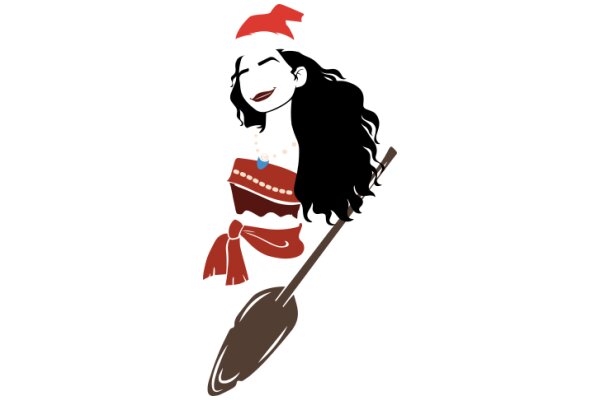 A Festive Scene: A Woman in a Santa Hat and a Cake with a Spatula