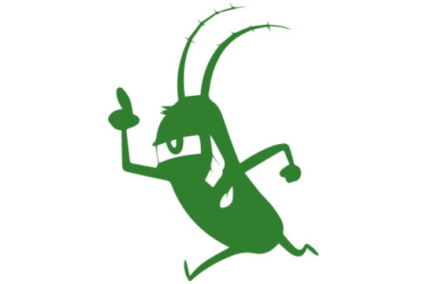 Green Cartoon Bug with Antennae