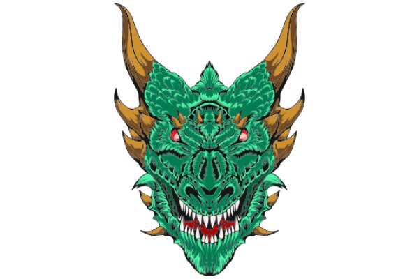 Vivid Illustration of a Fierce Green Dragon with Horns and Spikes