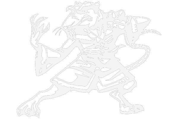Stylized Illustration of a Cartoon Character, a Humanoid Animal with a Sword, on a White Background.