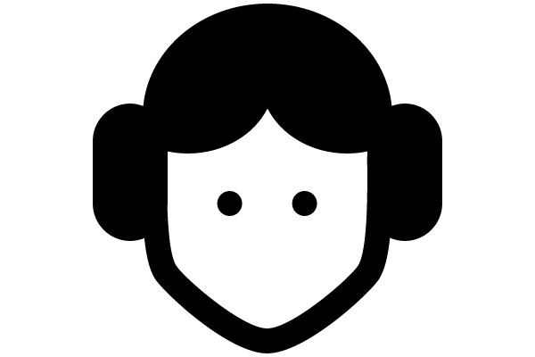 Monochrome Icon of a Character with Pigtails