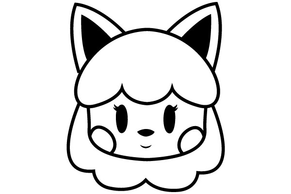 Whimsical Kawaii Cat Face: A Illustration