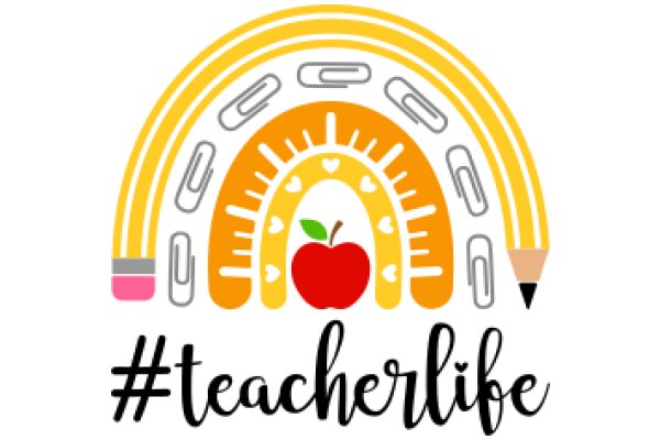 A Colorful Logo for Teacher Life, Featuring Apples, Pencils, and a Rainbow