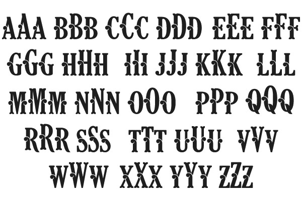 Black Ornate Font Alphabet