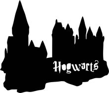 Hogwarts Castle Silhouette: A Black and White Illustration of the Iconic Harry Potter School