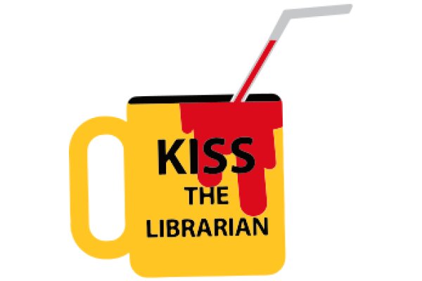 A Digital Artwork of a Coffee Cup with a Straw, Representing the Concept of 'Kiss the Librarian' in a Playful and Modern Style.