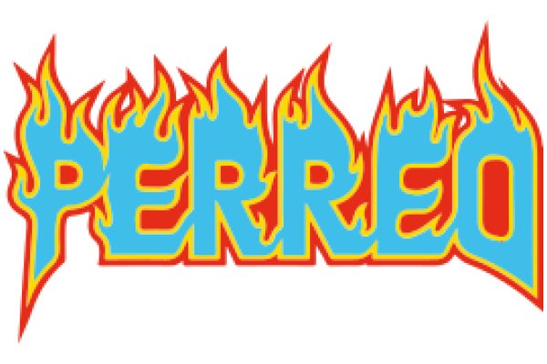 Flaming Letter Artwork: A Vibrant Display of the Word 'Perro' in a Stylized Font