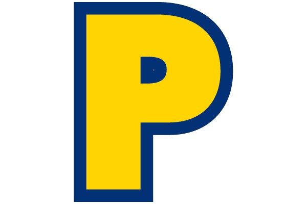 Bold Yellow 'P' with Blue Outline