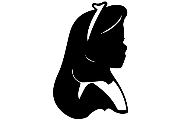 Silhouette of a Woman's Profile with a Stylized Hairdo and a Number One