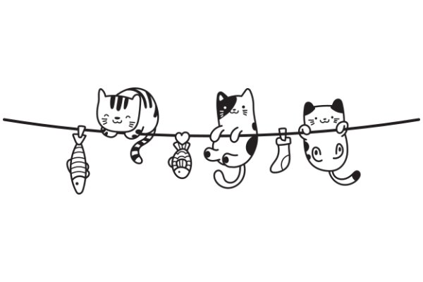 A Whimsical Scene of Cats and Fish