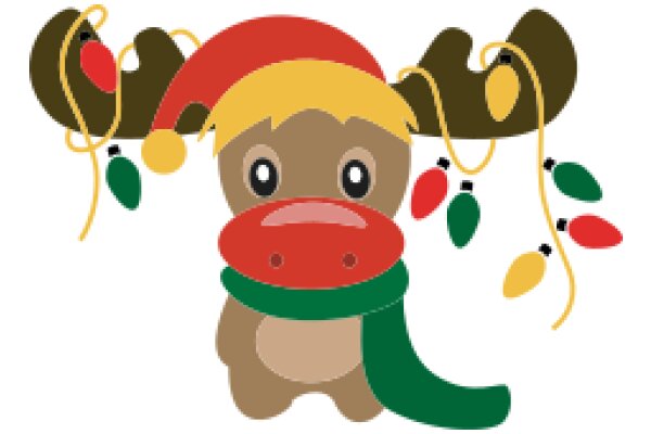 A Festive Reindeer with a Holiday Hat and Antlers