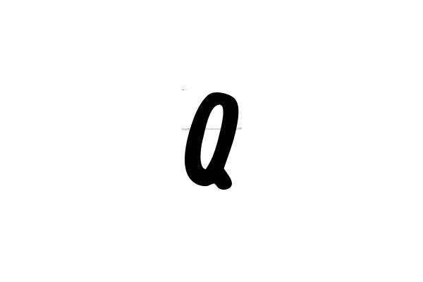 Black Letter Q on White Background