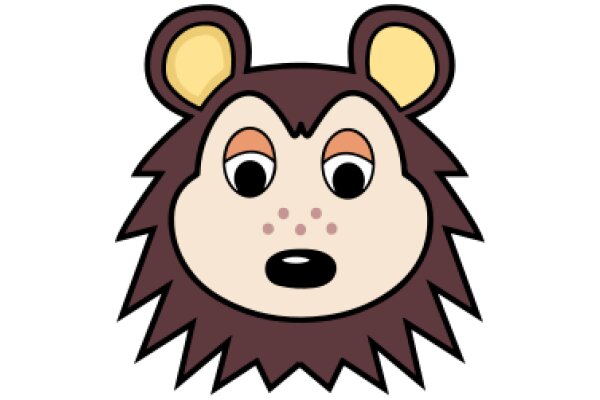 A Cute Cartoon Lion with a Big Mouth and Ears