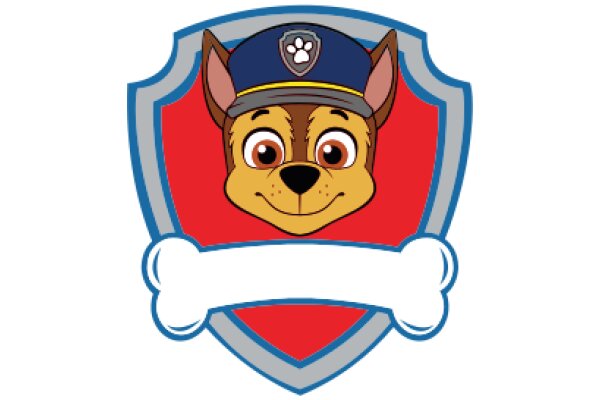 A Cute Cartoon Dog with a Bone-Shaped Badge