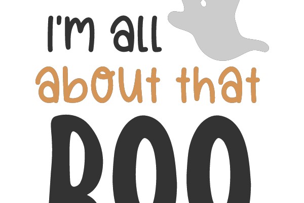 Halloween-themed Text and Ghost Illustration