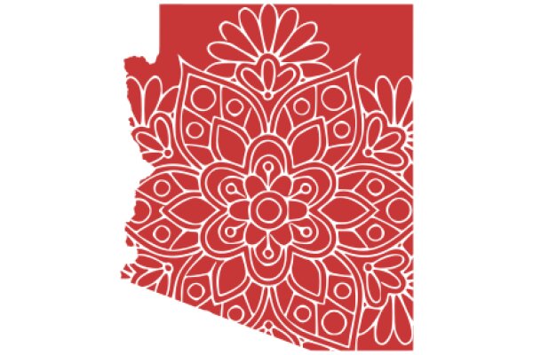 Stylized Red State Outline with Floral Design