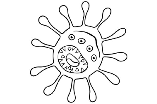 Simplistic Line Drawing of a Cell with Mitochondria