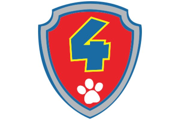 Vibrant Logo with Number 4 and Paw Print