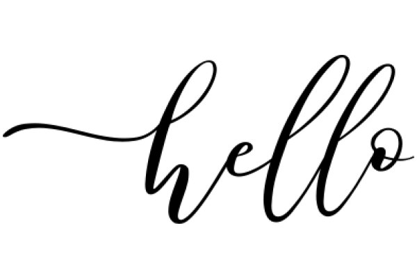 Elegant Black Calligraphy of the Word 'Hello' on a White Background