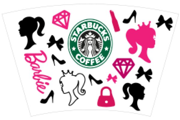 Starbucks Coffee Advertisement with Branded Items and Stickers