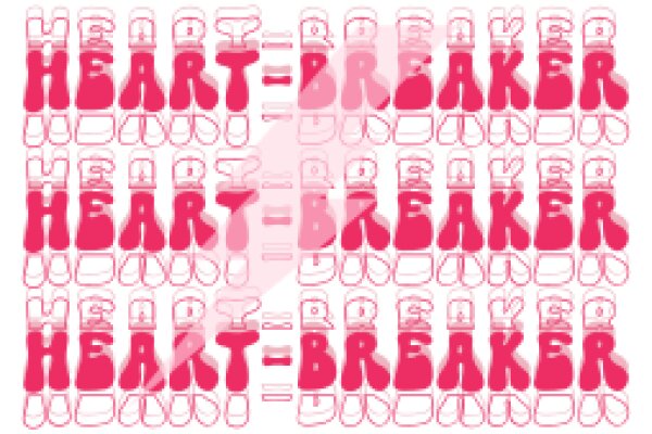A Pink Artwork with the Word 'Heart' in Various Styles and Sizes, Repeated to Create a Pattern.
