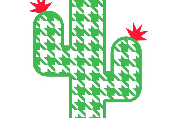 Houndstooth-Covered Cactus with Red Spikes