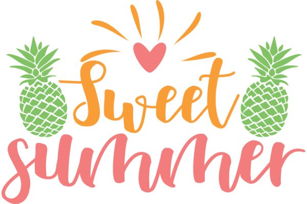 Summer Vibes: A Graphic Design Showcasing the Sweetness of Summer with Pineapples and a Heart