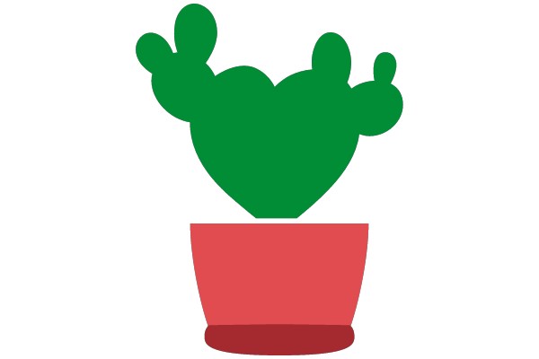 Green Cactus in Red Pot Clip Art