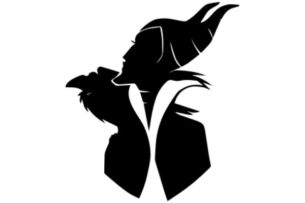 Silhouette of a Person and a Dog in a Stylized Design