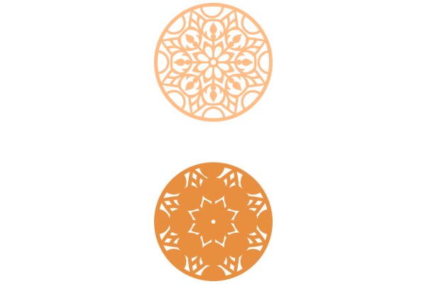 Two Beautiful Patterns: A Symmetrical Orange Flower and a Geometric Design