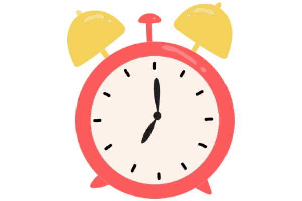 A Playful Illustration of a Red Clock with Yellow Hands and Feet, Set Against a White Background.