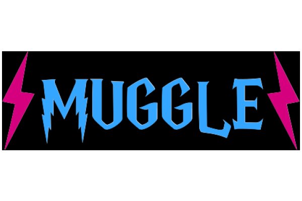 Stylized Logo of the Word 'Muggle' with Pink and Blue Lightning Bolts