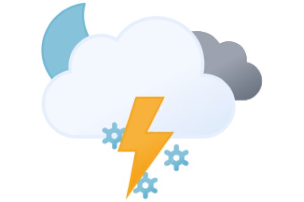 A Digital Artwork of a Cloud with a Lightning Bolt and Gears, Symbolizing Technology and Power