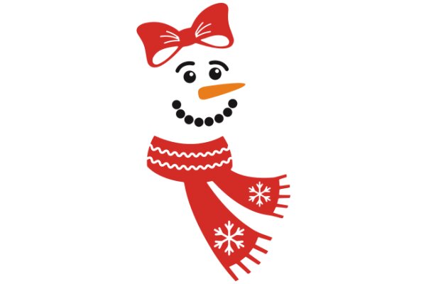 A Festive Holiday Greeting: A Smiling Snowman with a Red Bow and Scarf
