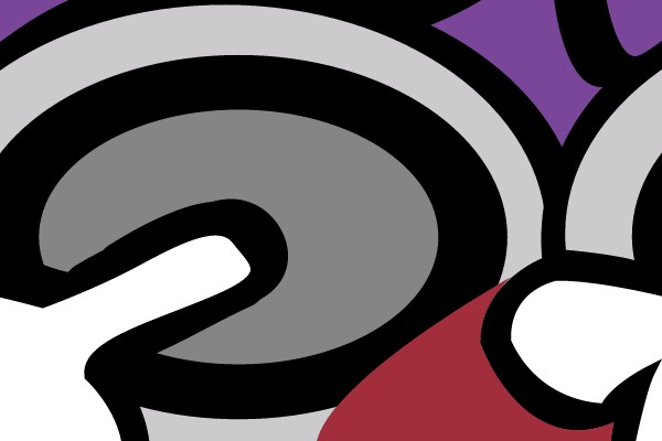 Animated Character in Purple and Grey with White X Mark