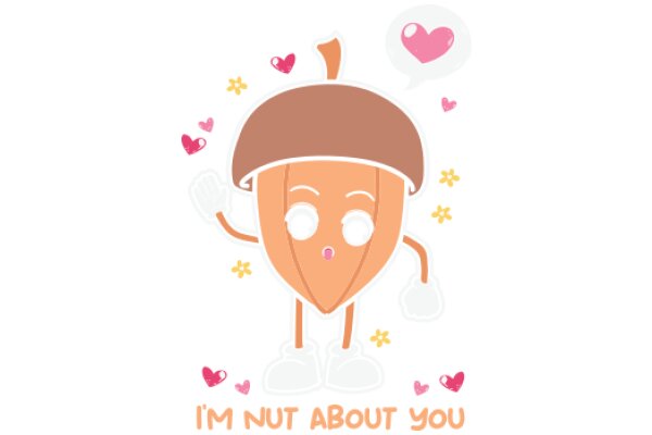A Whimsical Illustration: A Nut Character Expressing Affection with a Heart and a Speech Bubble
