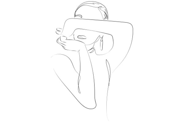 A Silhouette of a Person with a Hand on Their Face, Drawing a Picture of a Bird