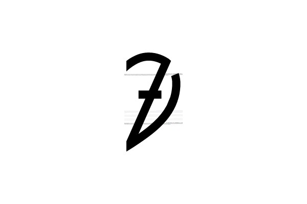 A stylized black letter 