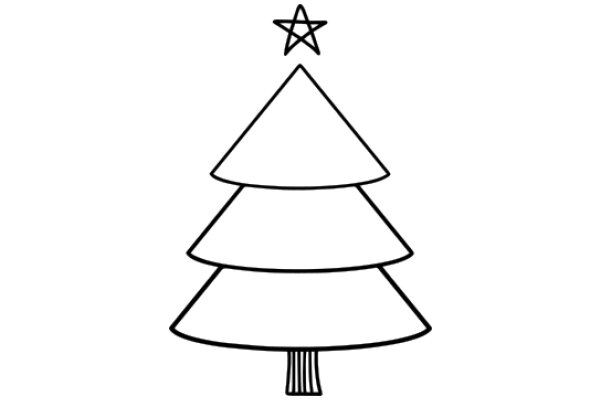 Simplistic Line Drawing of a Christmas Tree with a Star on Top