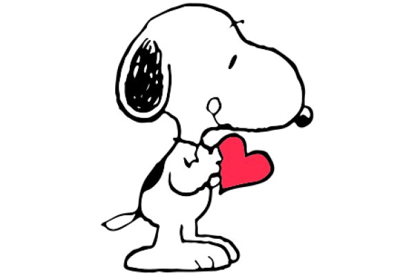 A Whimsical Scene of a Cartoon Dog Holding a Heart