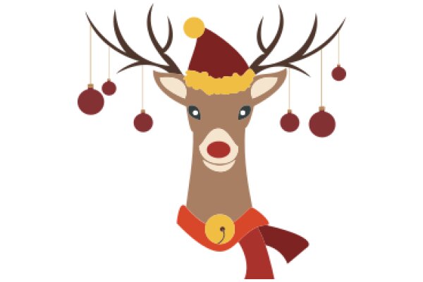 A Festive Reindeer: A Christmas-themed illustration of a reindeer adorned with holiday decorations.