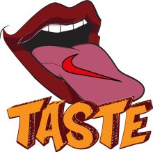A Delightful Illustration of a Tongue and the Word 'Taste' in a Stylized Logo