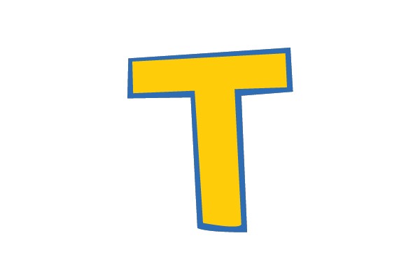 Bold Yellow and Blue Letter 'T'