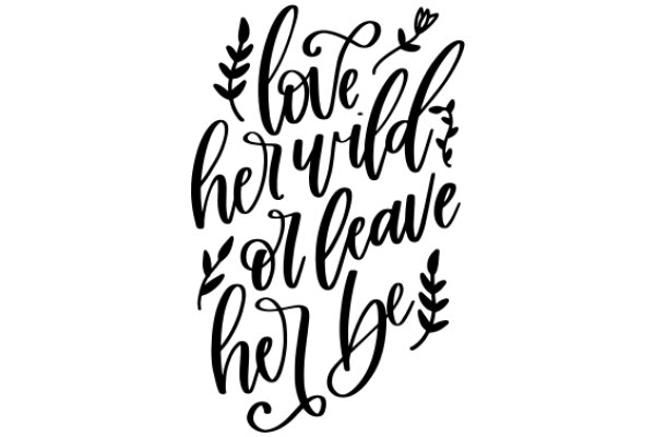 Hand-Drawn Quotation Art: 'Love Wild or Leave Her Be' with Floral Accents