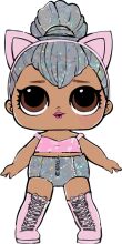 An Adorable Cartoon Character: A Pink-Haired Cat with a Silver Hat and Pink Boots