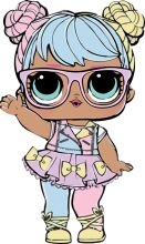 Stylish Cartoon Character with Pink Hair and Glasses