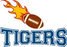 Tigers Football Team Logo with Flaming Football