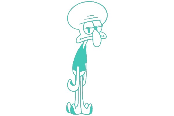 Curious Character: A Teal-Adorned Cartoon in Elegance