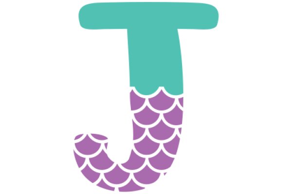 Stylized Letter 'J' with a Purple and White Fish Design